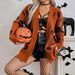 European And American Halloween Cross-Border Women's Knitted Cardigan Jacket 2025 New Printed Sweater_ecoleips.com