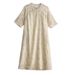 2023 Summer New Chinese Style Embroidered Diagonal Collar Cotton-Linen Three-Quarter Sleeve Dress For Women, Modified_ecoleips.com