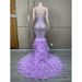 Women's Clothing Diamond Feather Long Skirt Model Catwalk Annual Meeting Purple Heavy Sequins Shiny Diamond Chain Feather Respect_ecoleips.com