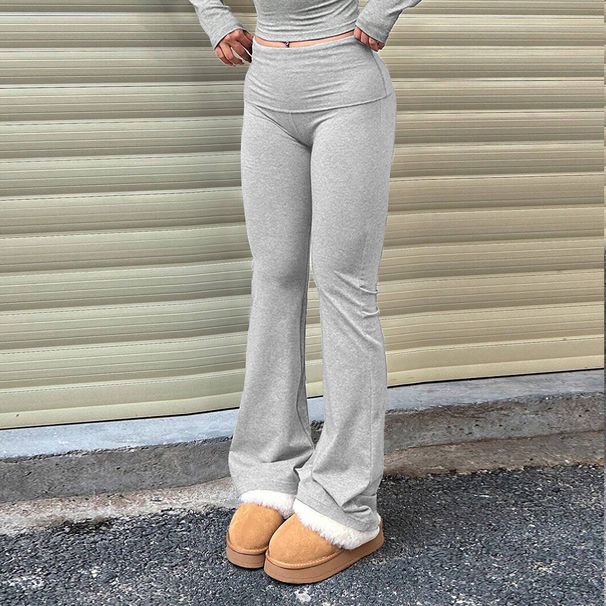 Voya Hot-selling 2026 European And American Women's Sexy Hot Girl Slim-fit Knitted Design Wide Slimming Cuffed Long Pants Skinny-flared Long Pants
_ecoleips.com