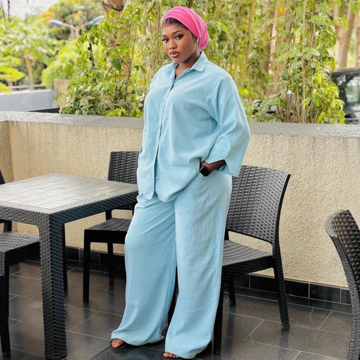 Plus Size Women's Casual Long Sleeved Collared Loose Shirt African Style Two Piece Set American Style Loose Trousers_ecoleips.com