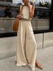 Women's Clothing Cotton And Linen Solid Color Suit Spring And Summer Casual Women's Vest Slit Trousers Two Piece Suit_ecoleips.com