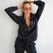 Casual Women's Suit, Solid Color Long-sleeved Zipper Loose Top, Lace-up Trousers Two-piece Set_ecoleips.com