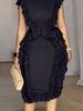 K New Women's Fashion Ruffled Waist-Concealed Solid Color Backless Dress_ecoleips.com