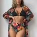 Women's Clothing Printed Bikini Swimsuit Women's Three Piece Suit_ecoleips.com