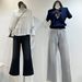 Old Money Style Cement Gray Slim Straight-Leg Jeans For Women, High-Waisted, Slimming, Versatile, Four-Way Stretch,_ecoleips.com