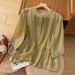 Women's Clothing Large Size Solid Color Cotton And Linen Shirt Loose Slim Temperament Casual Tops Shirt_ecoleips.com