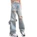 Ripped Wide-leg Jeans Women, Thin Style Summer 2026, New High-waisted Loose Slimming Floor-length Straight Pants For_ecoleips.com