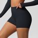 K Solid Color High-Waist Fitted Tummy Control Yoga Shorts Running Fitness Sports 3/4 Leggings For Women_ecoleips.com