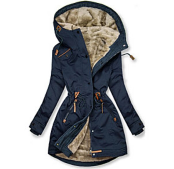 Women’S Winter Coat With Faux Fur Hood – Slim-Fit Zip-Up Long Sleeve Jacket (Green/Navy/Black, S-Xxxl)_ecoleips.com
