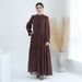 Women's Clothing Modest Abaya Dress Timeless Elegance Long Dress – Modest A-Line Maxi Dress With Scarf (Black, Forest Green, Coffee Brown, Khaki)_ecoleips.com