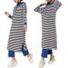 Women's Clothing Muslim Hooded Striped Long Dress Loose Casual Pants Set_ecoleips.com