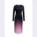 Women's Gradient Color Maxi Dress - Elegant Ombre Flowy Dress For Fall (Breathable Fabric, Comfortable Fit, Versatile Occasion Wear)_ecoleips.com