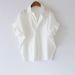 Women's Retro Hong Kong Style Short Sleeve Shirt Stylish Versatile White Loose Batwing Sleeve Collar Top for Summer 2026_ecoleips.com