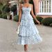 Women's Clothing Temperament Elegant Style Floral Sling Cake Skirt Dress_ecoleips.com