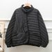 Women's Lightweight Down Jacket With Ethnic Knot Buttons, Loose Fit Short Coat, 90% White Duck Down, Autumn Winter Fashion_ecoleips.com