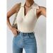 Aria Basics Aria Basics 2025 Cross-Border Summer European And American Women's Fashion New Solid Color POLO Collar Knitwear Casual Short_ecoleips.com