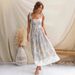 Women's Clothing Holiday Style Floral Waist Slim Fit Color Matching Sling Long Dress_ecoleips.com
