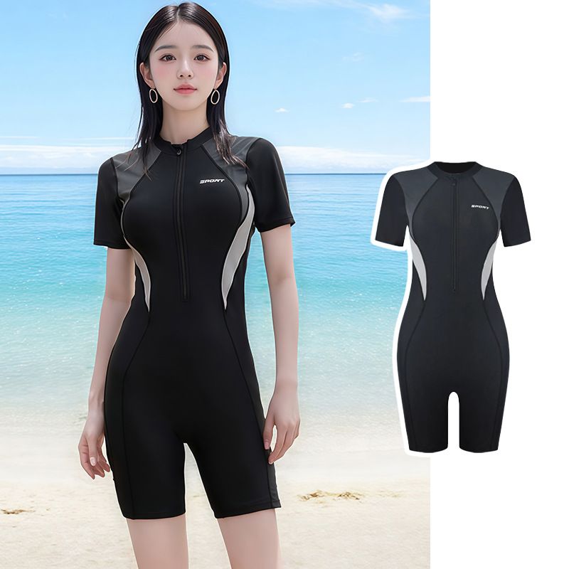 New Women's One Piece Swimsuit Korean Style Sports Diving Suit Plus Size Hot Spring Swimsuit For Women_ecoleips.com
