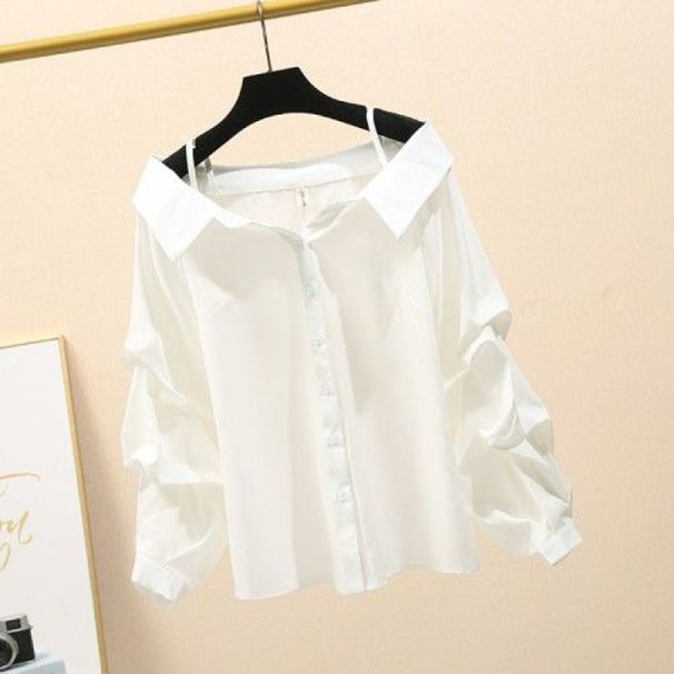 Women's Clothing One Shoulder Tops For Women Early Autumn New Design Niche Shirts Stylish And Careful Collarbone Revealing Shirts_ecoleips.com