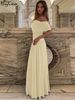 Hugcitar Elegant Slash Neck Short Sleeve Solid Ruched Sexy Bodycon Maxi Dress Fall Women Fashion Outfits Birthday Party Vacation_ecoleips.com