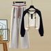 Women's Clothing Small Autumn New Two Piece Suit For Women With Hooded Contrast Color Long Sleeved Sweatshirt Stitching Trendy Sports Casual Pants_ecoleips.com