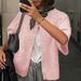 Women's Clothing Women's New Short Sleeved Knitted Cardigan Solid Color Half Open Collar Button Sweater Women's Clothing Ladies Casual Cardigan_ecoleips.com