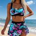 Women's Three Piece Swimsuit 2026 Halter Neck Bikini Set Backless Slimming Printed Sexy Waist Revealing Swimwear_ecoleips.com