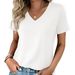 2026 Women's Solid Color Elastic Pullover Slim Fit Round Neck Short Sleeve T-shirt Cross-border Fashion Trend_ecoleips.com