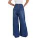 25 Cross-border Smx Jeans, Loose Wide-leg, Popular Floor-length Flared Pants, High-waisted Trendy Slimming Dark Blue_ecoleips.com