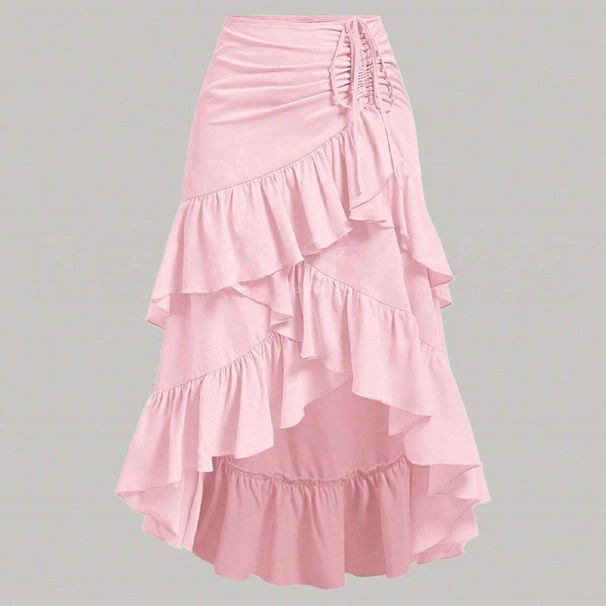 Summer High-Waisted Patchwork Skirt for Women Slimming Ruffled Hem European American Style Sweet Fresh Design_ecoleips.com