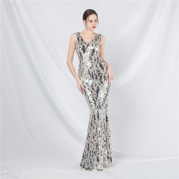 Women's Clothing Spot Fantasy Beads Long Evening Dress_ecoleips.com