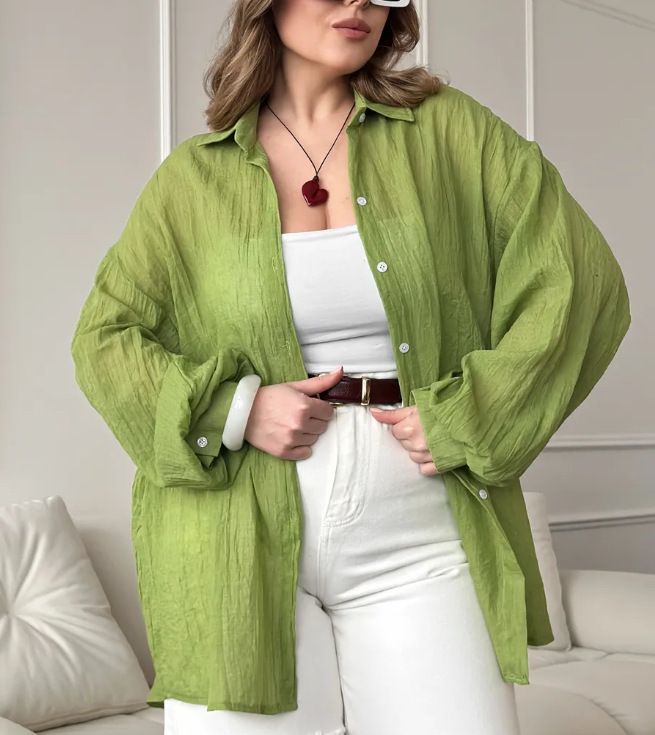 Women's Linen Blend Long Sleeve Shirt - Lightweight Sun Protection Cover Up Blouse_ecoleips.com