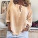 Women's Clothing Solid Color Casual Loose Long Sleeve Linen Shirt_ecoleips.com