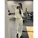 Casual Stand Collar Sports Yoga Outfit Set For Women, New Autumn/Winter Loose Fit, Waist-Cinching, Slimming, Fitness_ecoleips.com