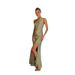 Cross-Border 2026 Spring Summer European And American Elegant Slim One-Shoulder Socialite Style Slit Sexy Satin_ecoleips.com