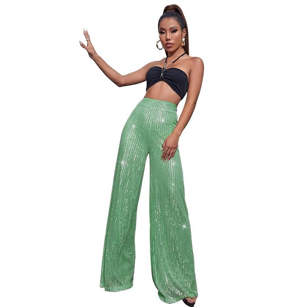 Women's Clothing Pants Women's Autumn And Winter Trousers High Waist Wide Leg Pants Drapey Sequined Casual Pants Women_ecoleips.com