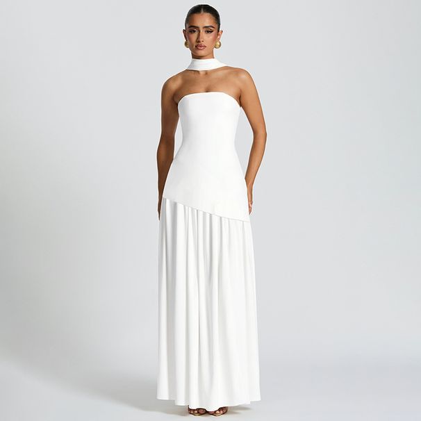 Elegant Off-Shoulder Bodycon Midi Dress With Back Slit, Open Back & Flowing Sash For Parties Versatile Elegance For Evenings_ecoleips.com