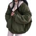 Korean-Style Reversible Sherpa Fleece Jacket, Thickened Winter Coat For Women, Zip-Up Hooded Outerwear In Black, Beige, Blue & Army Green_ecoleips.com
