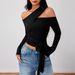 Voya Women's 2026 Spring/Summer New Street Trendy T-shirt Irregular Design Long Sleeve Top_ecoleips.com