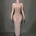 Women's Clothing Shiny Rhinestone Dress Plus Size Women's Evening Dress Long Skirt_ecoleips.com