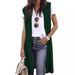 Women's Sleeveless Vest Cardigan Mid-Length Fashion Trend 2023 European American Style Polyester Spring/Summer Elegant England Style_ecoleips.com