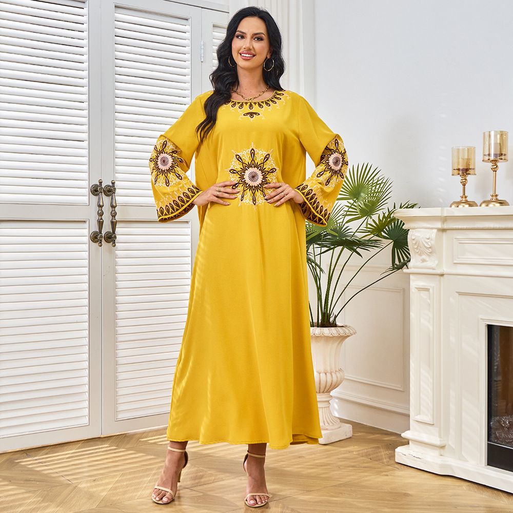 Muslim Clothing Dubai Abaya Women's Embroidered Robe Dress Evening Gown_ecoleips.com