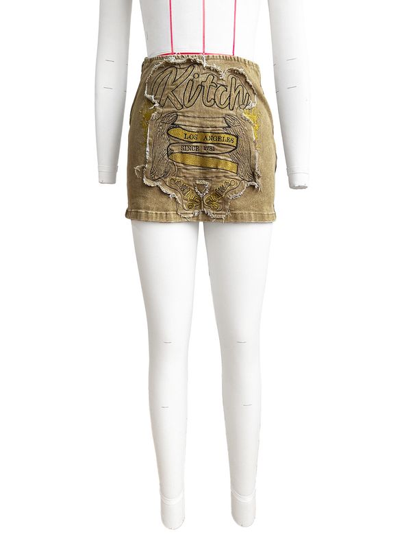 Women's Clothing Patchwork Embroidered Zipper Skirt Midi/Mini A-Line Polyester Elegant Fashion Skirt_ecoleips.com