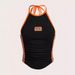 American Y2K Summer Camisole Top for Women High Waisted Backless Halter Neck Tie up Short Vest Sexy Alluring Print_ecoleips.com