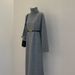 Autumn And Winter New Turtleneck Knitted Dress Femininity Lazy Style Gray Long-sleeved Sweater Long Skirt Bottom Skirt_ecoleips.com