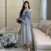 Autumn New Korean Style Printed Tank + Plaid Shirt Two-Piece Set Maternity Dress_ecoleips.com