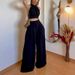 2025 Fashion Casual Halter Neck Slim Fit Elegant Bustier Folded High Waist Long Pants Two-Piece Set For Women_ecoleips.com