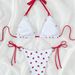 Strawberry Print Bikini Set for Women Adjustable Triangle Top And Tied Bottoms Cute Swimwear for Beach Pool Party Summer Vacation_ecoleips.com