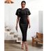 Women's Clothing Round Neck Ruffled Fashionable Heavy Duty Beaded Waist Tight Bandage Dress Long Skirt Evening Dress_ecoleips.com
